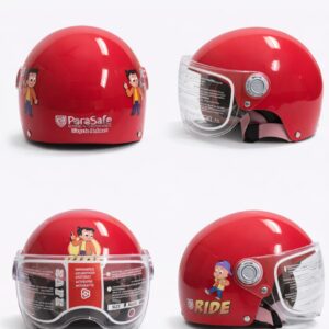 Raju,Jaggu & Bheem with Ride Lightweight Bicycle & Scooter Helmet for Children (Red)